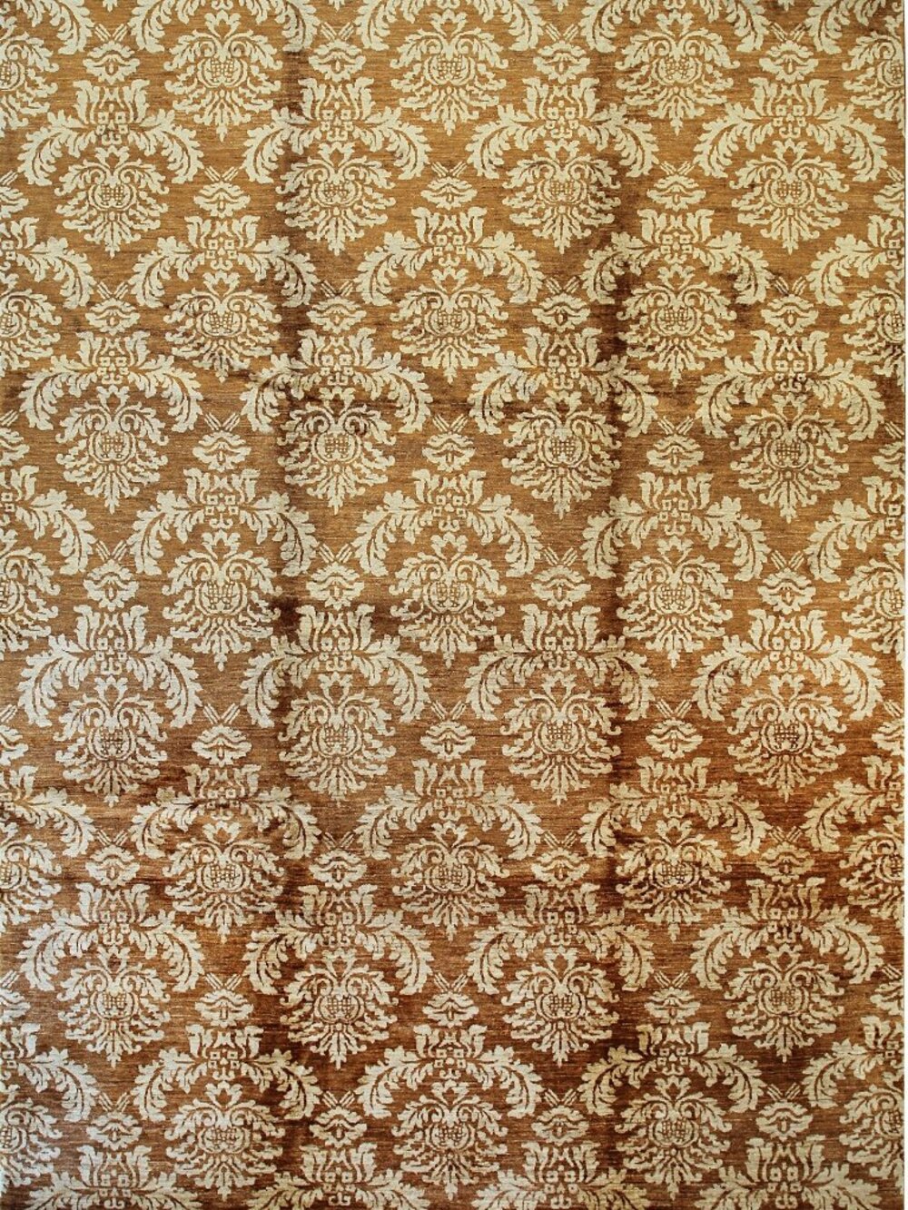Brown Hand Knotted Wool Area Rug 4' x 6' Afghan Style Handmade